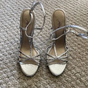 Platinum BP silver heels - never worn